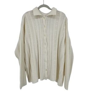 Vintage NWT Bobbie Brooks Woman Cardigan Cream Knit Button Front 2X/26We‎